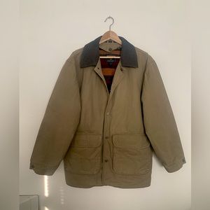 Vintage WOOLRICH Canvas Striped Barn Chore Coat • Med • Dark Wheat